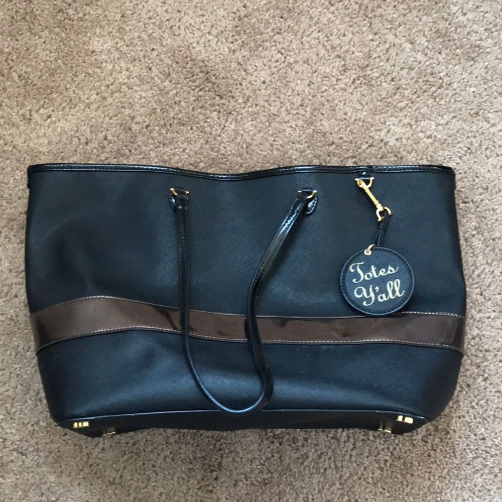 Draper James Black Leather Tote